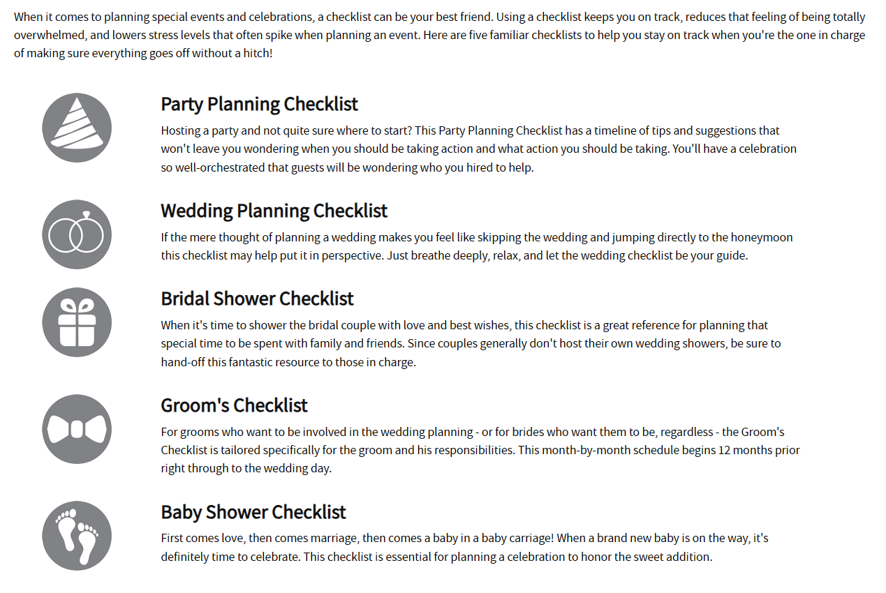 Planning Checklist
